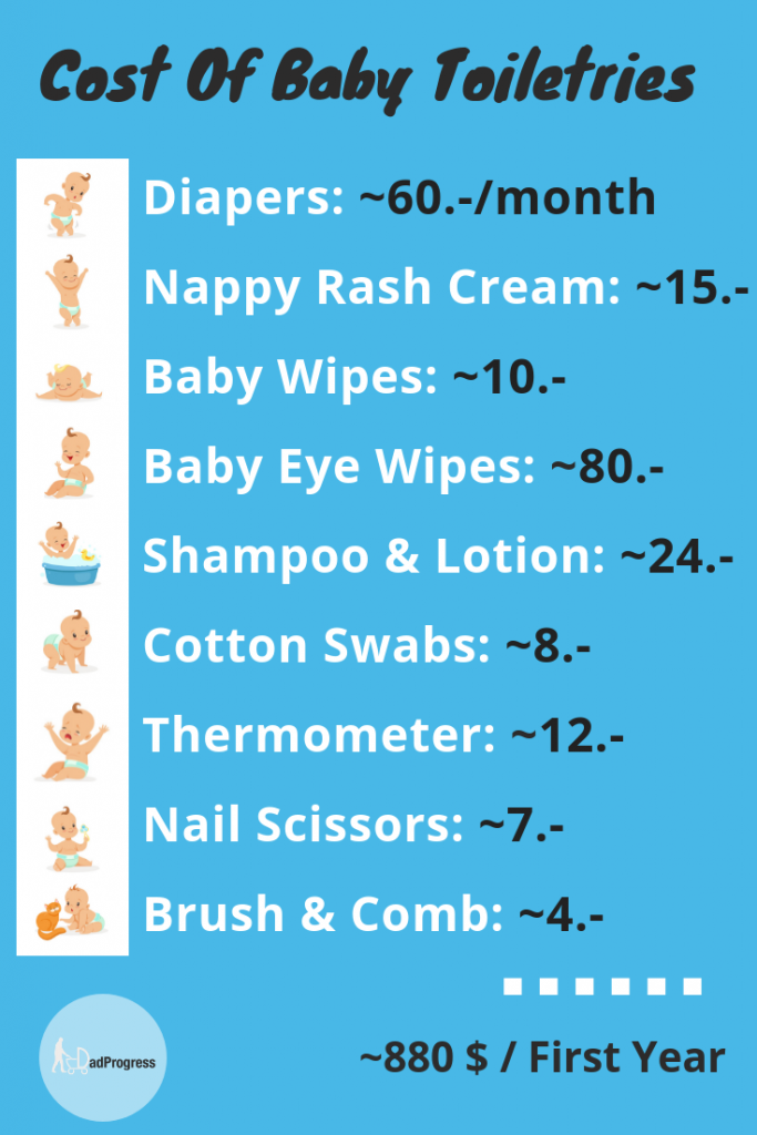 List of baby toiletries that all new dads and moms need. You can also see the cost. Read the article if you wish to know more about storage, gift baskets, and different products.