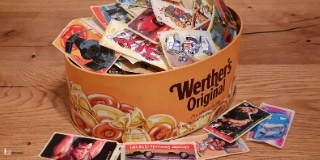 Old Bubble gum Stickers in a box