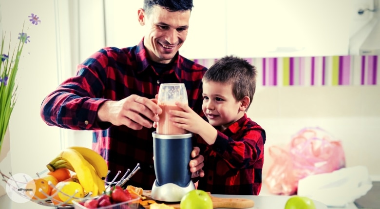 Dad and son using Best Baby Food Maker